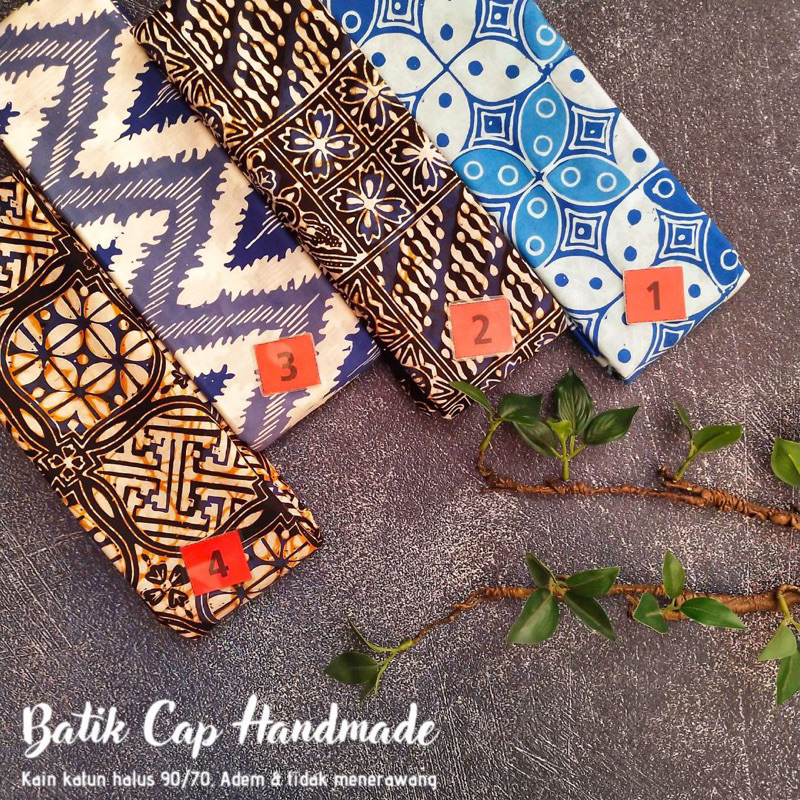 kain batik cap garutan warna biru laut kombinasi dengan motif sogan