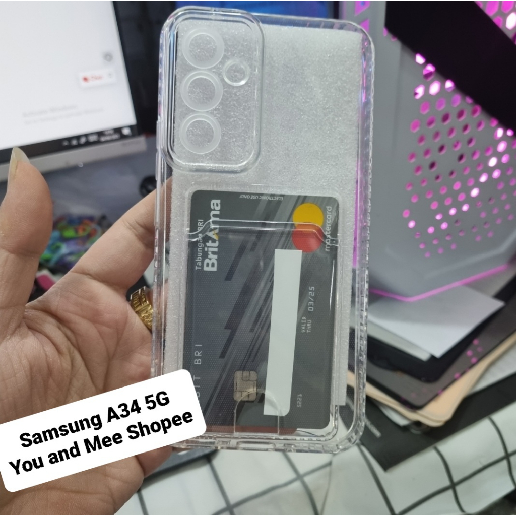 SLOTCARD Soft Case Bening Samsung A54 A34 A24 A13 A12 A10 A10s M33 M23 M53 M52 M31 M21 M30 M30s J2 Grand Prime J7 J4+ J6 Plus Slot Tempat Kartu CARD Softcase CLEAR Airbag Four Air bag Silicone Kondom Karet TPU Plastik Plastic Transparant Transparent 4G 5G