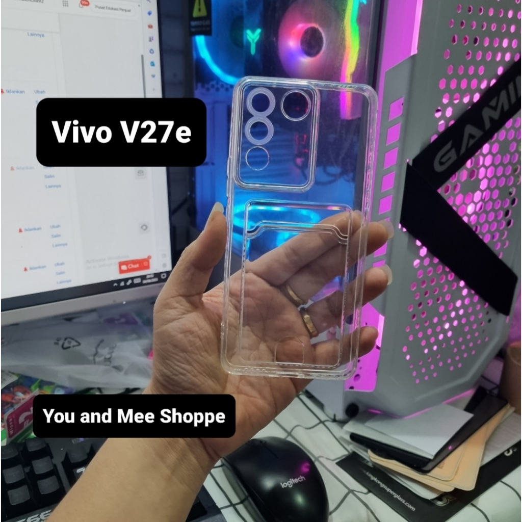 2023!! Soft Case Bening + SLOT Kartu Vivo V27 V27e Vivo Casing Slot Tempat Kartu CARD Softcase CLEAR Airbag Four Air bag Silicone Kondom Karet TPU Plastik Plastic warna Transparent 5G S Slotcard ATM SIM Acces 12 C ORI V 27 2 7 V2 7 V27 E 4G 5G ORIGINAL