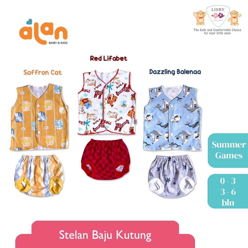 Libby Stelan Baju Kutung Kancing Depan - 3Pcs - Summer Games Series