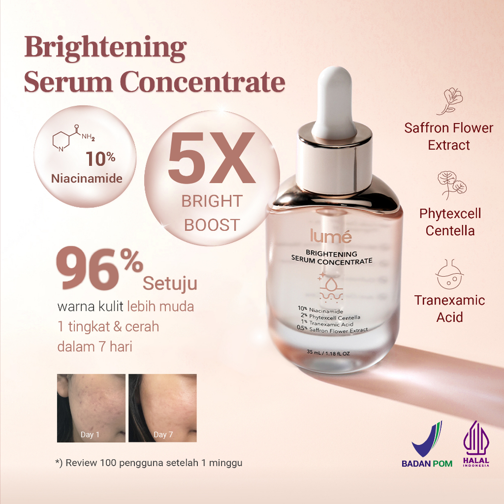 LUME Brightening Serum Concentrate Anti Oxidant dan Anti Aging Cegah Penuaan dan Melembabkan Kulit