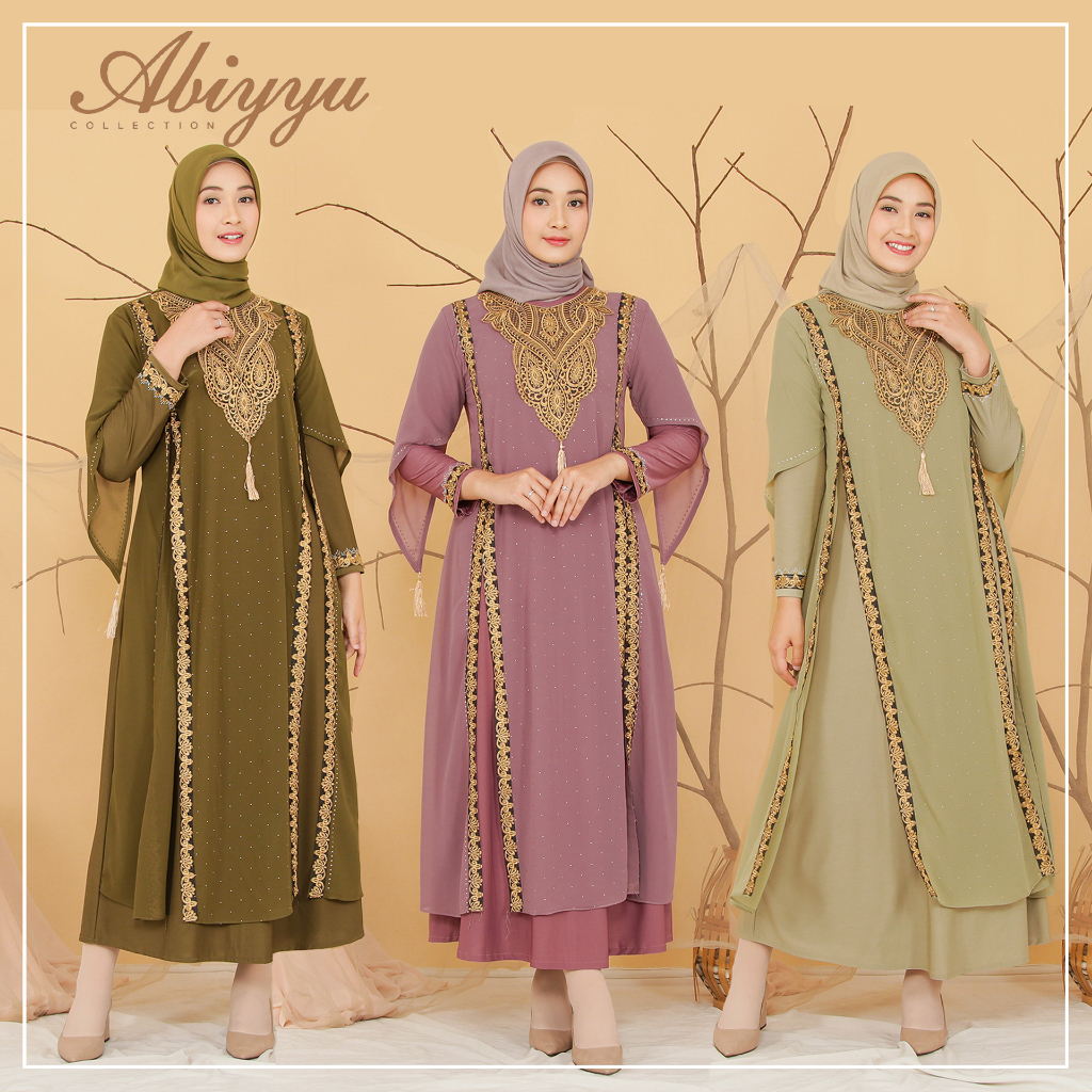 TA9019V2 | Gamis Abaya Turki Terbaru 2023 Turkey Termewah Turky Warna Hijau Sage, Hijau Army, dan Lavender