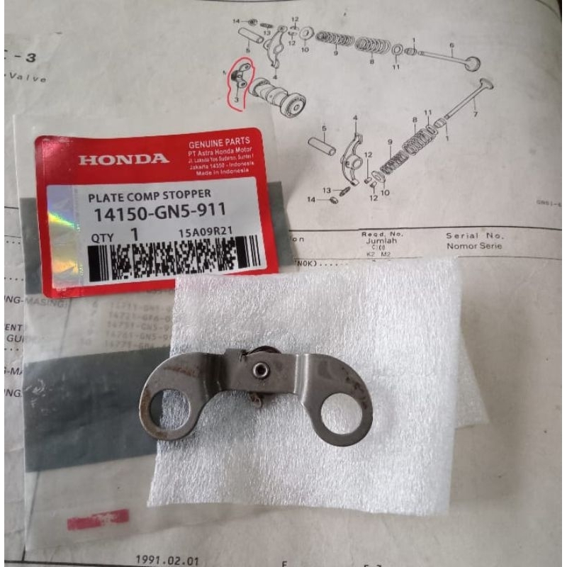 Plate Comp Stopper Atau Kupu Kupu Noken As Honda Star Prima Grand Supra Legenda Supra Fit Revo 100 S