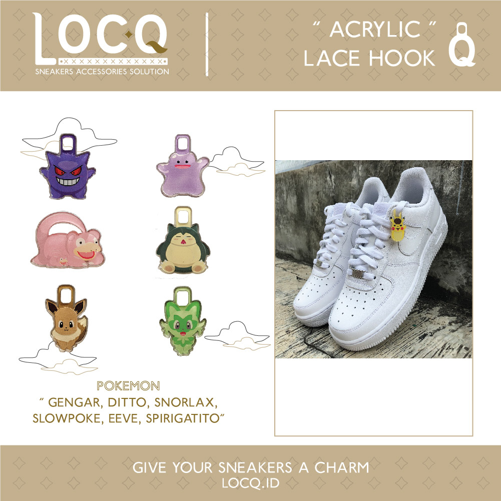 Aksesoris Tali Sepatu Acrylic Lace hook - Pokemon Gengar, Snorlax, Eeve, Spirigatito, Ditto, Slowpok