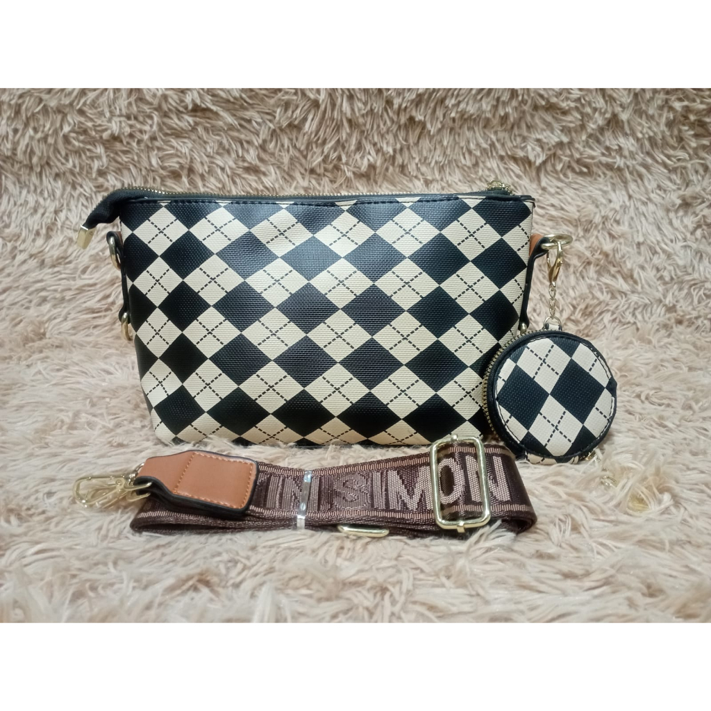 JK P9076 1KG MUAT 2PCS TAS SELEMPANG FASHION IMPORT MOTIF ELEGAN