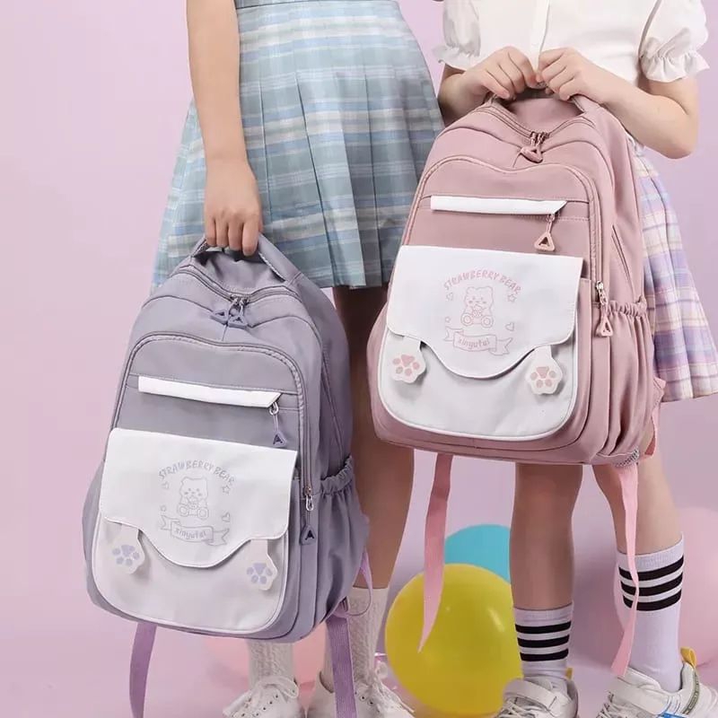 Cod Tas Ransel Anak Cute Tas Ransel Fhasion Korea New Tas Ransel Kawaii Untuk Anak SD/SMP/SMA Tas Anak Motif TM30 Straubery  Bear