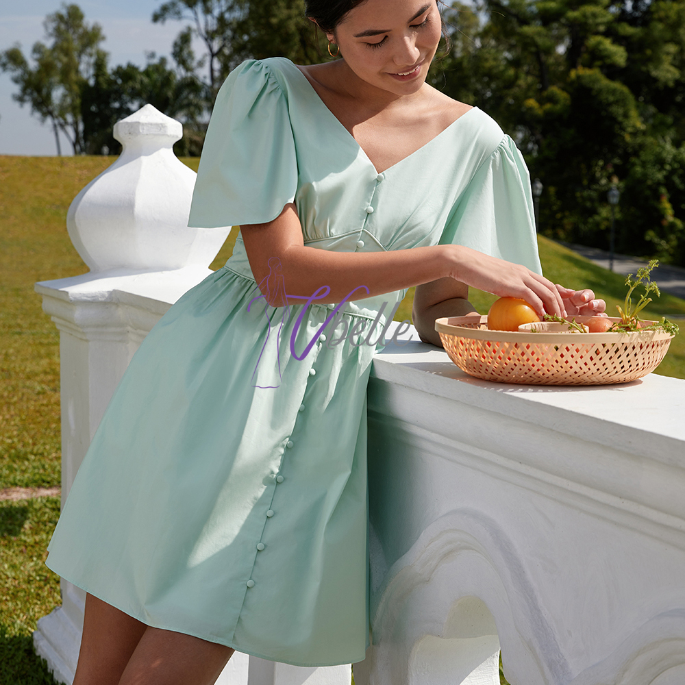 Alani piping button down dress