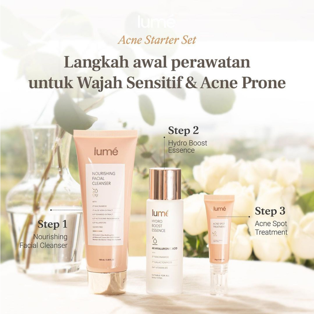 (Free Emas 24K) Paket Bundling LUME Skincare ACNE Starter Set isi 3 pcs BPOM Halal