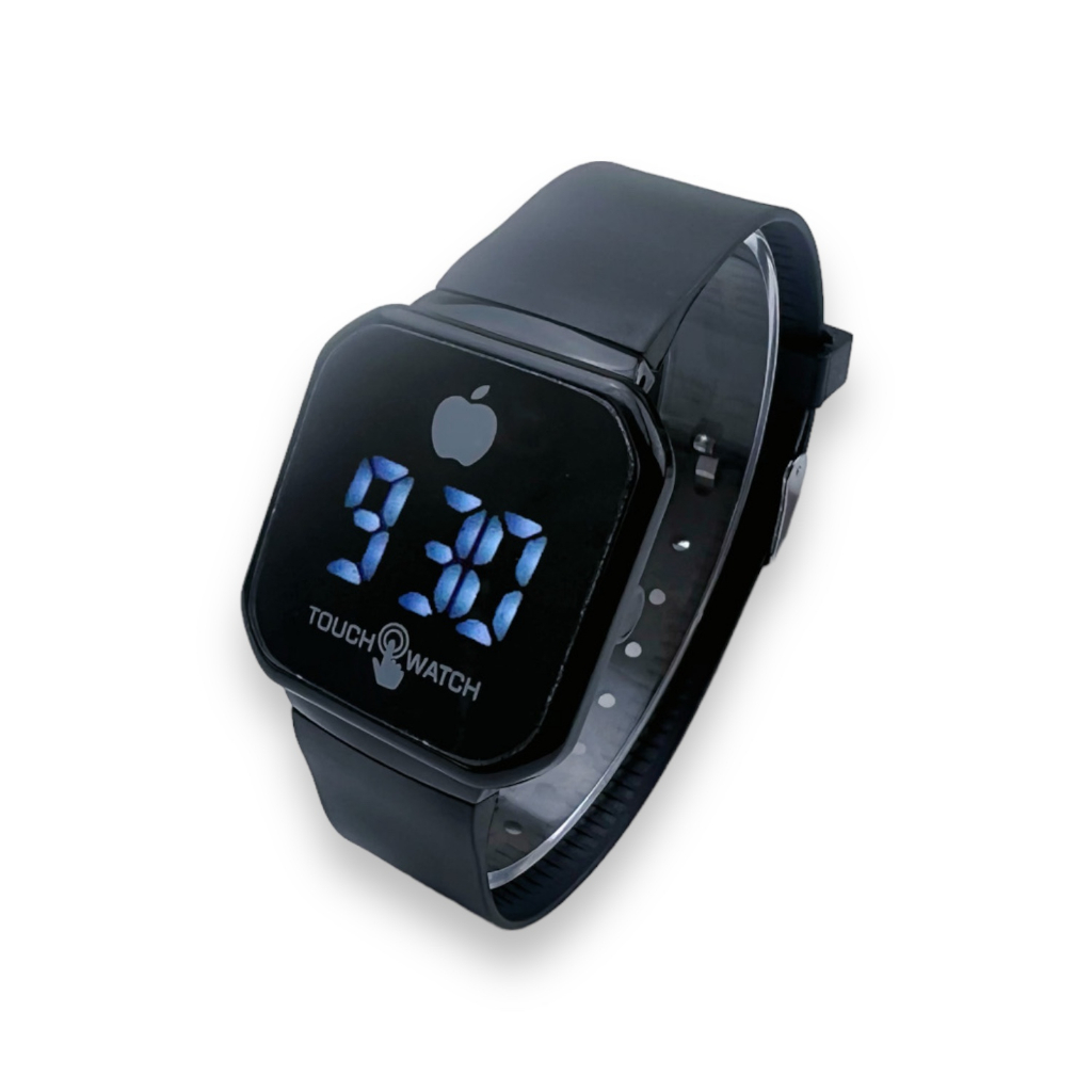 COD✅ Jam Tangan Digital Wanita Pria Watch LED Rubber Elektronik Touch Screen Harga Murah    S1201-S1285-Full Hitam