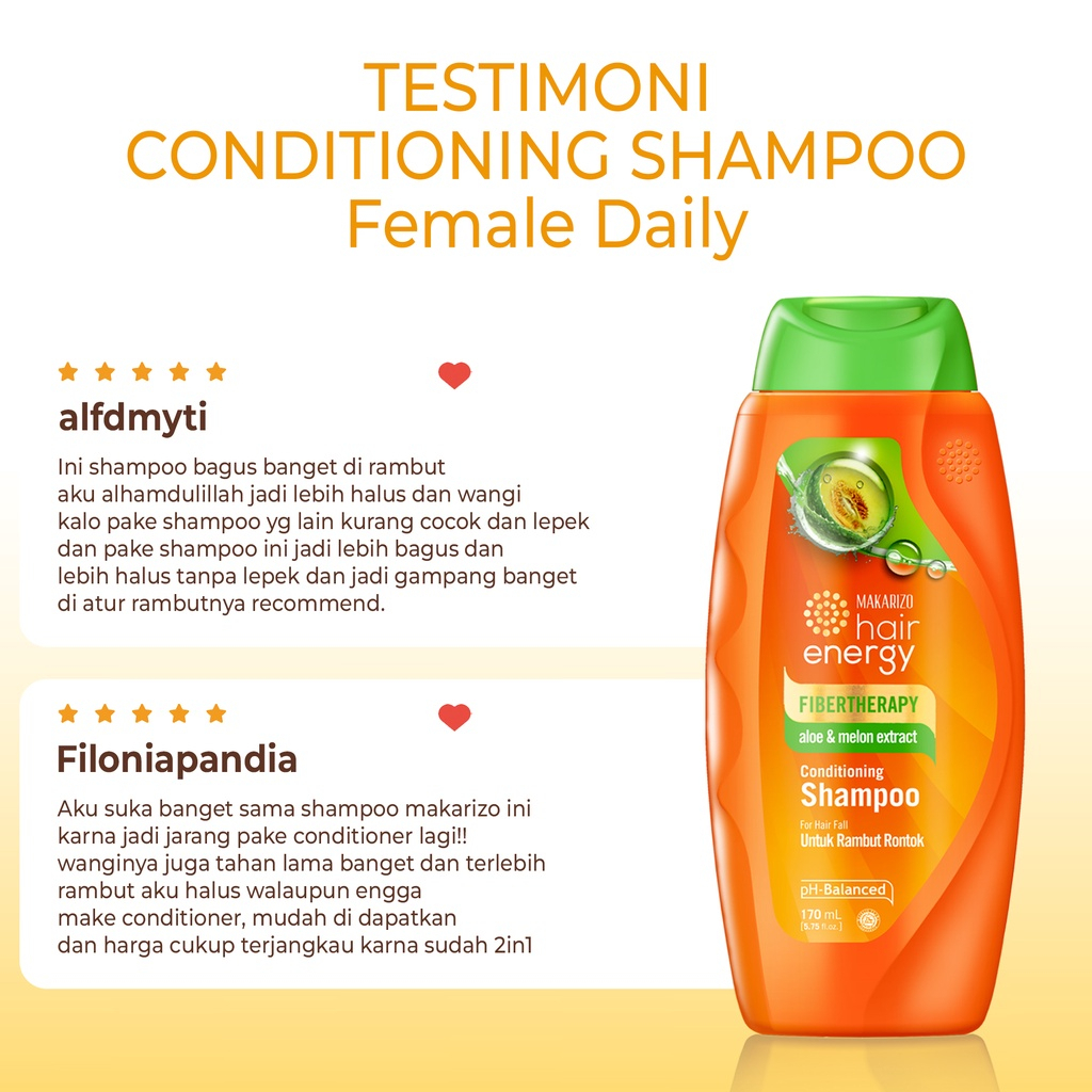 MAKARIZO HAIR ENERGY ALOE &amp; MELON EXTRACT [ 170 ML ] 2 IN 1 FIBERTHERAPY CONDITIONING SHAMPOO FOR HAIR FALL SHAMPO KONDISIONER UNTUK RAMBUT RONTOK PH-BALANCED SAMPO CONDITIONER