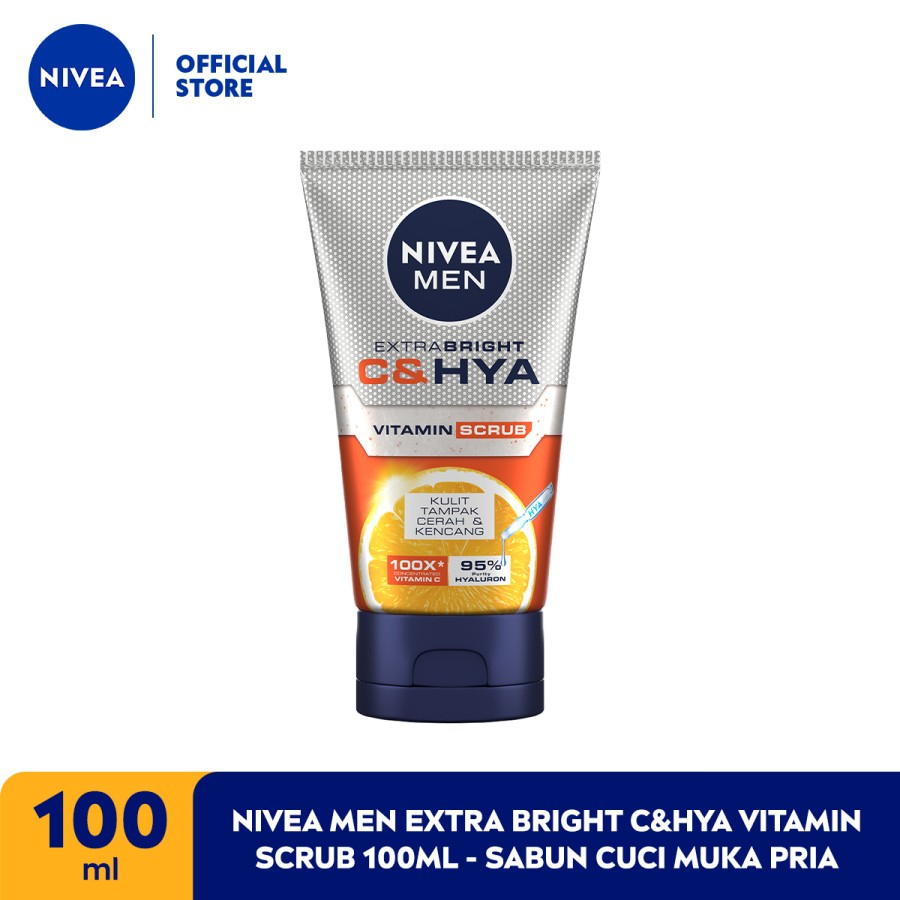 NIVEA MEN Extra Bright C&amp;HYA Vitamin Scrub 100ml Sabun Cuci Muka Pria