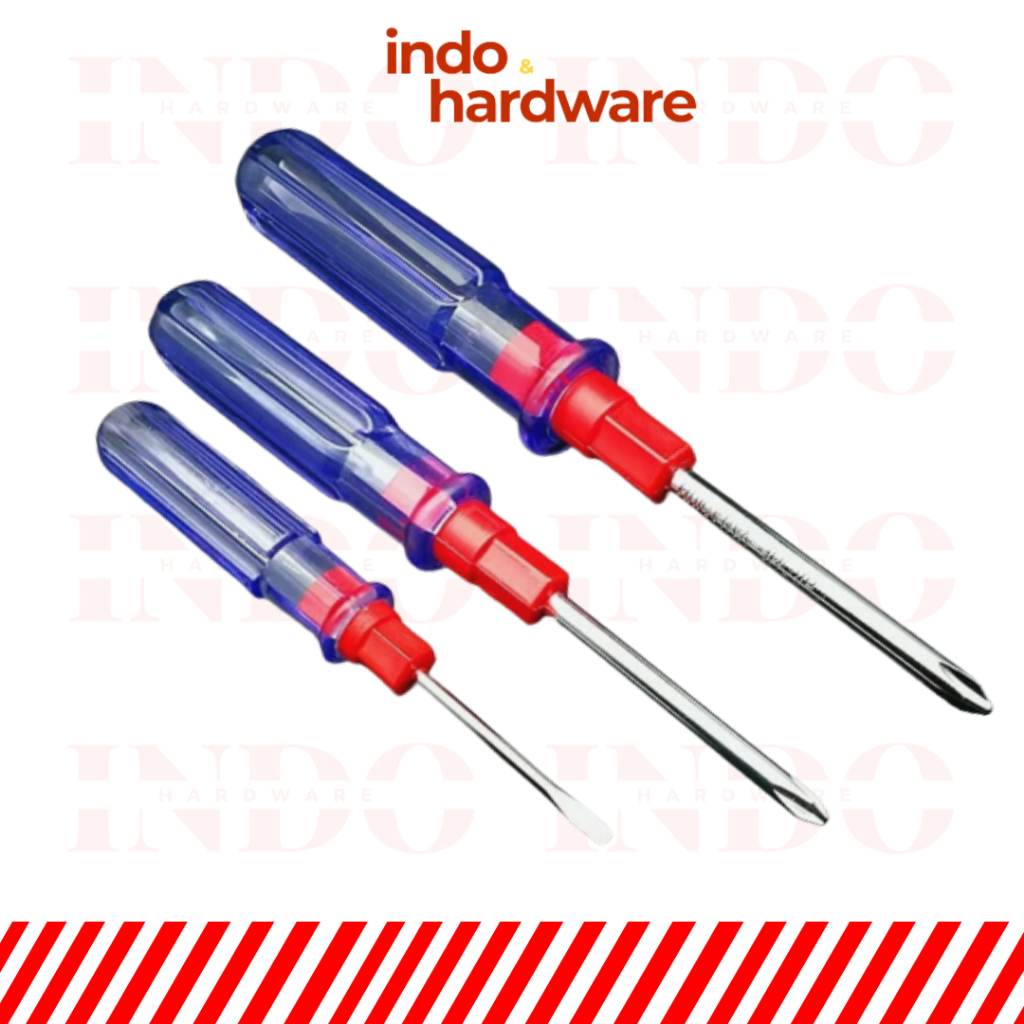 Obeng Bolak Balik Plus Min Minus Panjang Pendek 3mm 5mm 6mm Set Obeng Lengkap