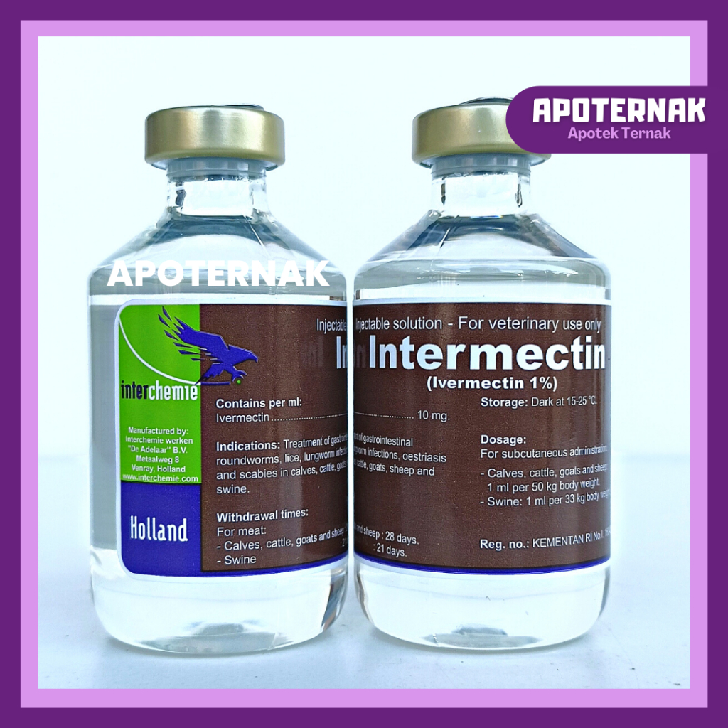 INTERMECTIN 50 ml Holland ORIGINAL | Obat Cacing Kutu Tungai Caplak Parasit Pada Sapi Kambing Anjing Kucing