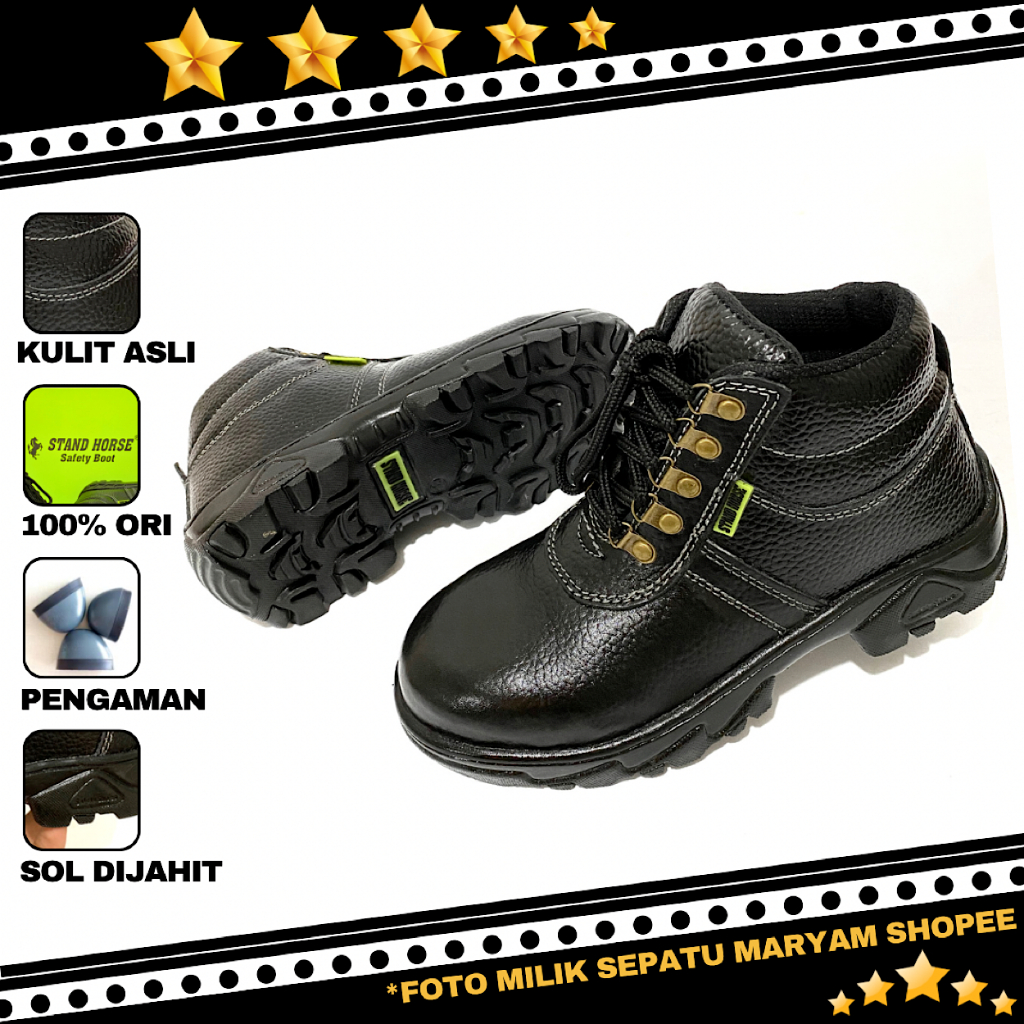 Sepatu Pria Safety Tali Boots Septi Ujung Besi Sepatu Septy Pria Sepatu Sefty Kulit Asli