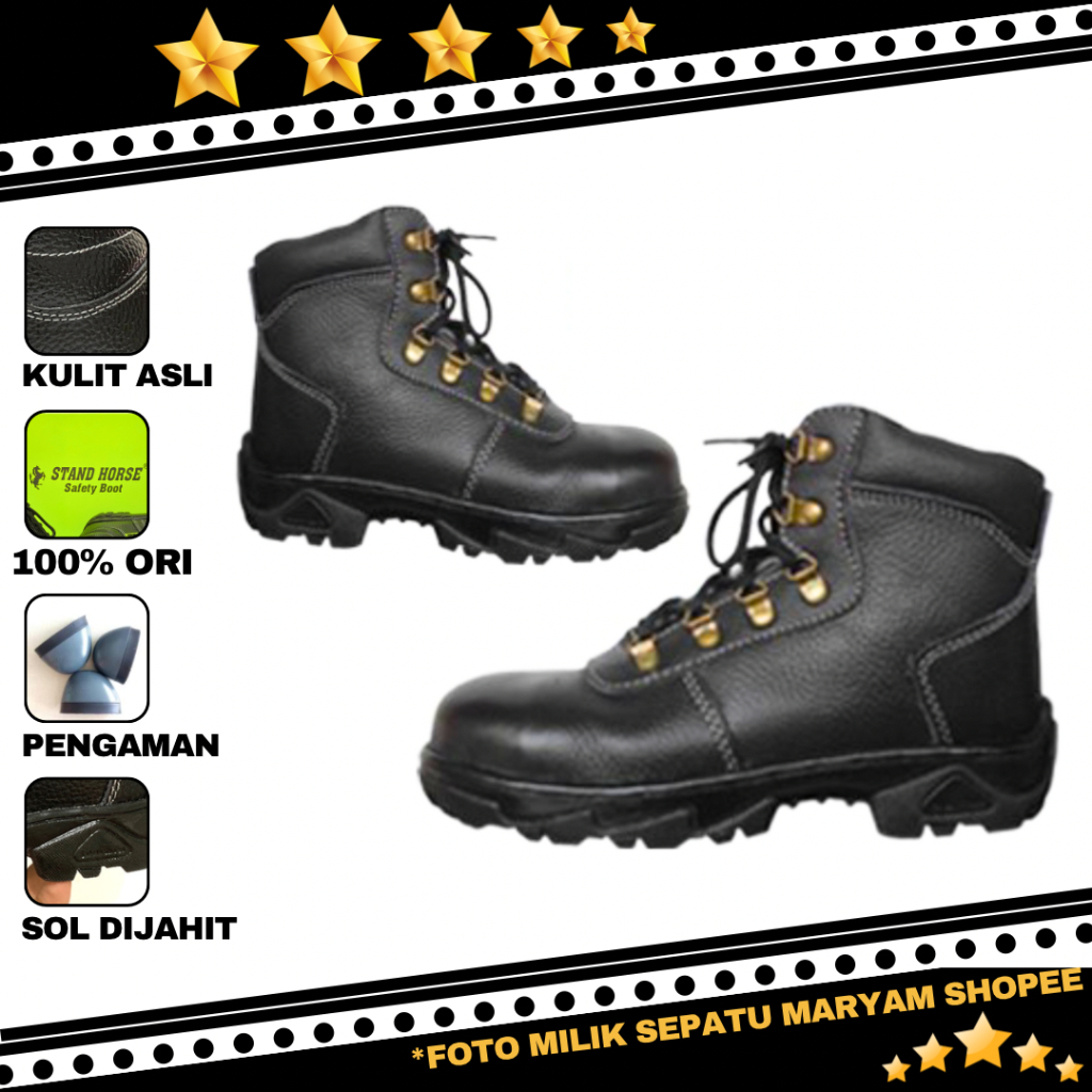 SEPATU SAFETY PRIA Kulit Asli Ujung Besi Safety Shoes Kitchen Sepatu Septy Sefty Kitchen Proyek