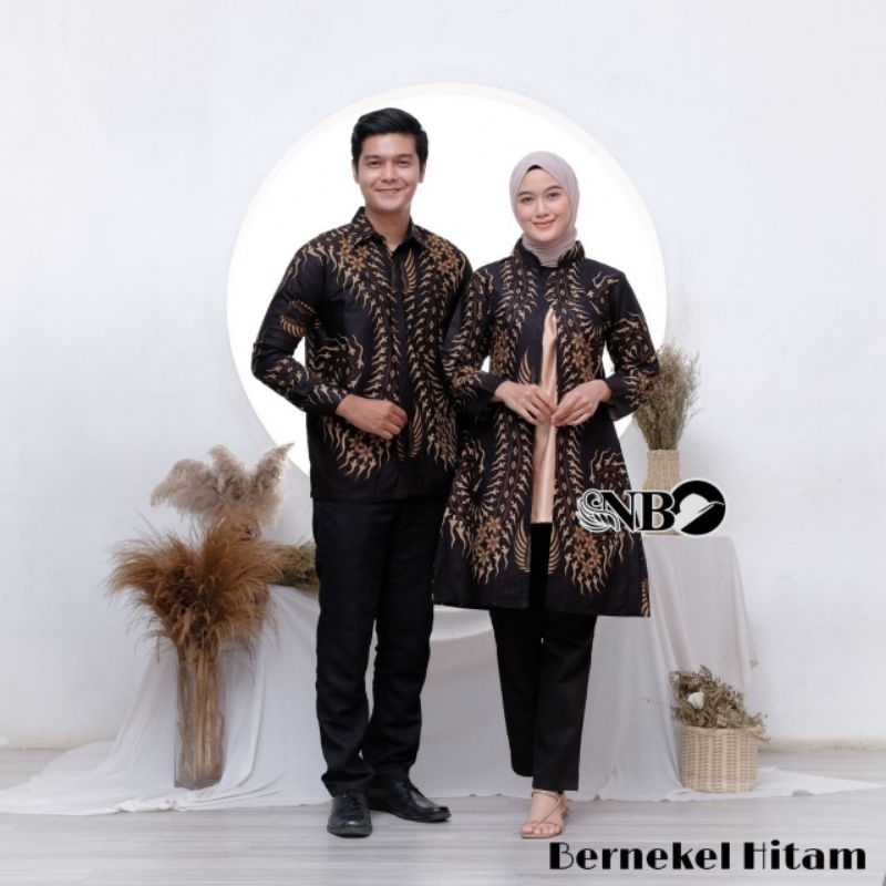 Batik Tunik Couple Modern Set Pakaian Couple Kemeja Batik Panjang Tunik Batik Wanita Batik Couple