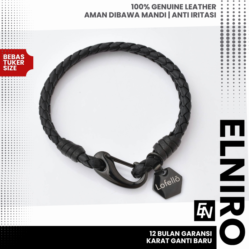 ELNIRO Premium Bracelet Gelang Kulit Pria [LORENZO] GENUINE LEATHER BRACELET for Men [GARANSI ORIGINAL 100%]