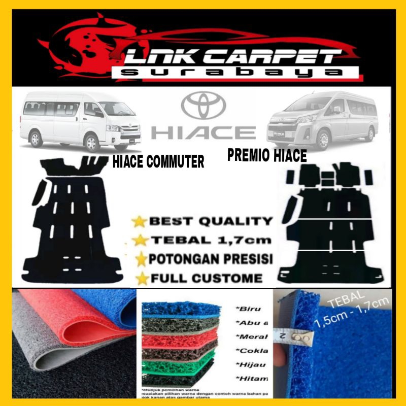 KARPET MOBIL HIACE COMMUTER DAN HIACE PREMIO BAHAN 1 WARNA FULL BAGASI,AKSESORIS HIACE,KARPET HIACE