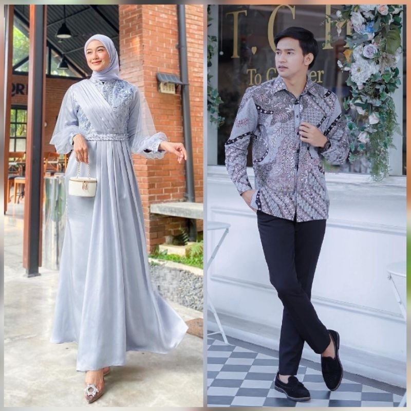 BATIK OFFICIAL - TERBARU SILVER SERIES COUPLE GAMIS LEBARAN - SARIMBIT BATIK COUPLE GAMIS RADIKA - BAJU COUPLE KONDANGAN KEKINIAN - DRESS PESTA KONDANGAN TUNANGAN WISUDA - COUPLE GAMIS REMAJA