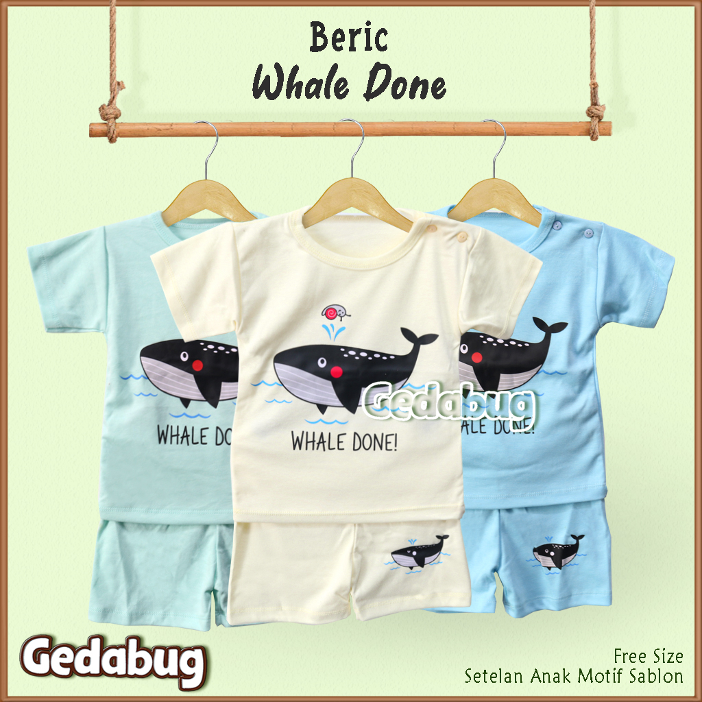 Setelan Anak BERIC Pendek motif Sablon | Setelan kaos bermain anak Free Size | Gedabug