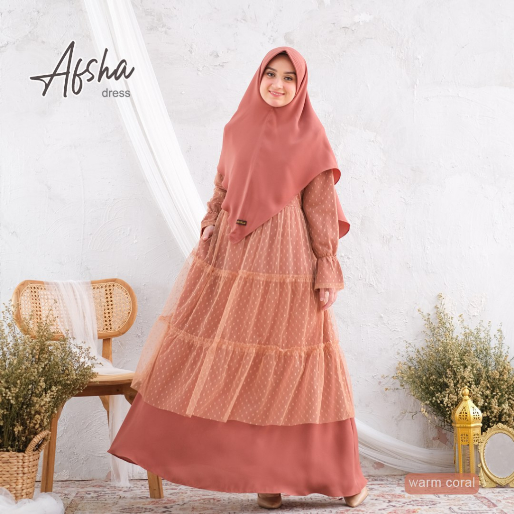 AFSHA Gamis Pesta Mewah Brukat Remaja Premium Busui Terbaik by RiskiRich