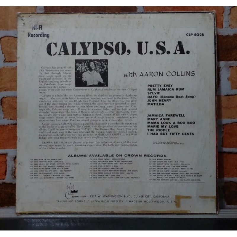 Vinyl Piringan Hitam 12 inch Calypso U.S.A.-Aaron Collins