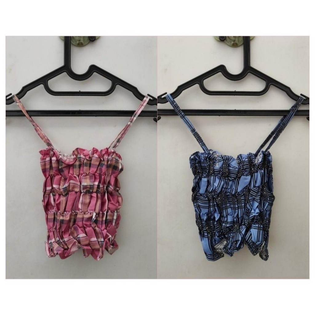 Tanktop Crop Kerut Korean Style