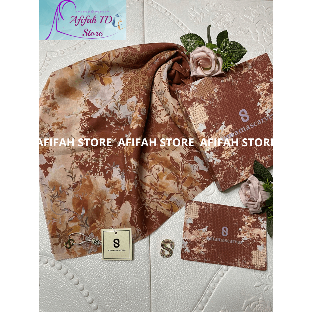 FREE BROS CANTIK Umama Scarves Jilbab Segiempat Motif Umama, Kerudung Voal Motif Digital Premium