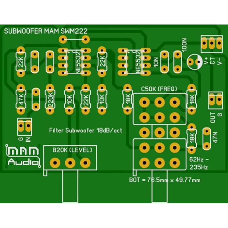 PCB FILTER SUBWOOFER SWM222 MAM AUDIO SUPER HOREG