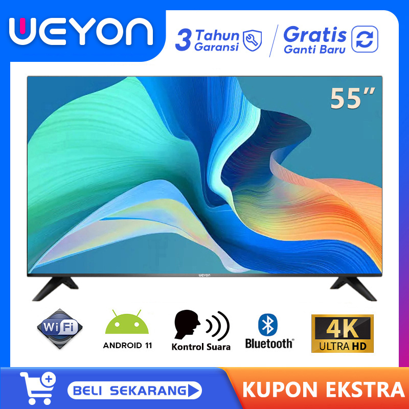 Weyon Smart TV 55 Inch Adriod Digital TV Voice Control Wifi Youtube Netflix Televisi Murah