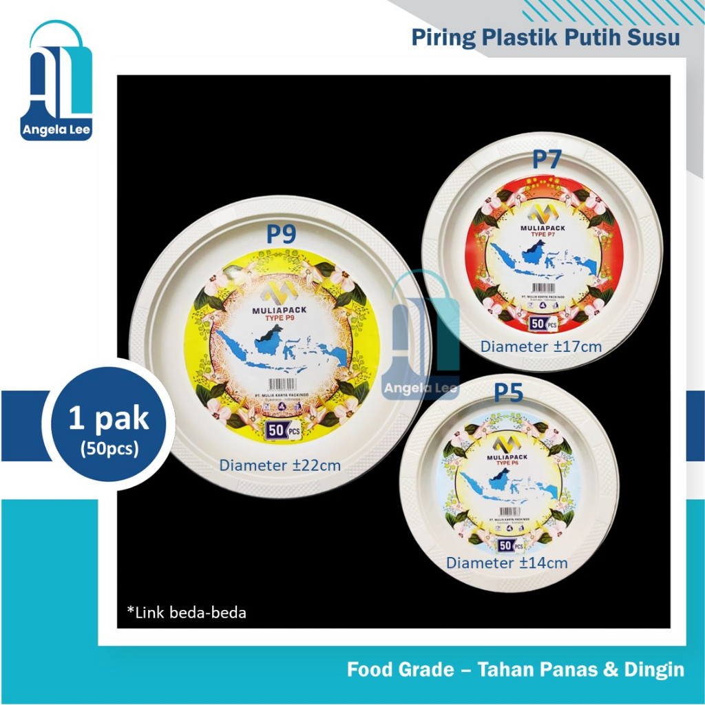 P7 Piring Plastik Makan Putih Susu Tanggung Sedang isi 50pcs