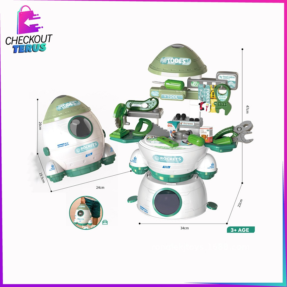 CT M323 Mainan Masak Masakan Anak Pretend Play Set Motif Rocket Unisex Mainan Edukasi Fast Food Simulation Kitchen Set Kids Toys Makeup