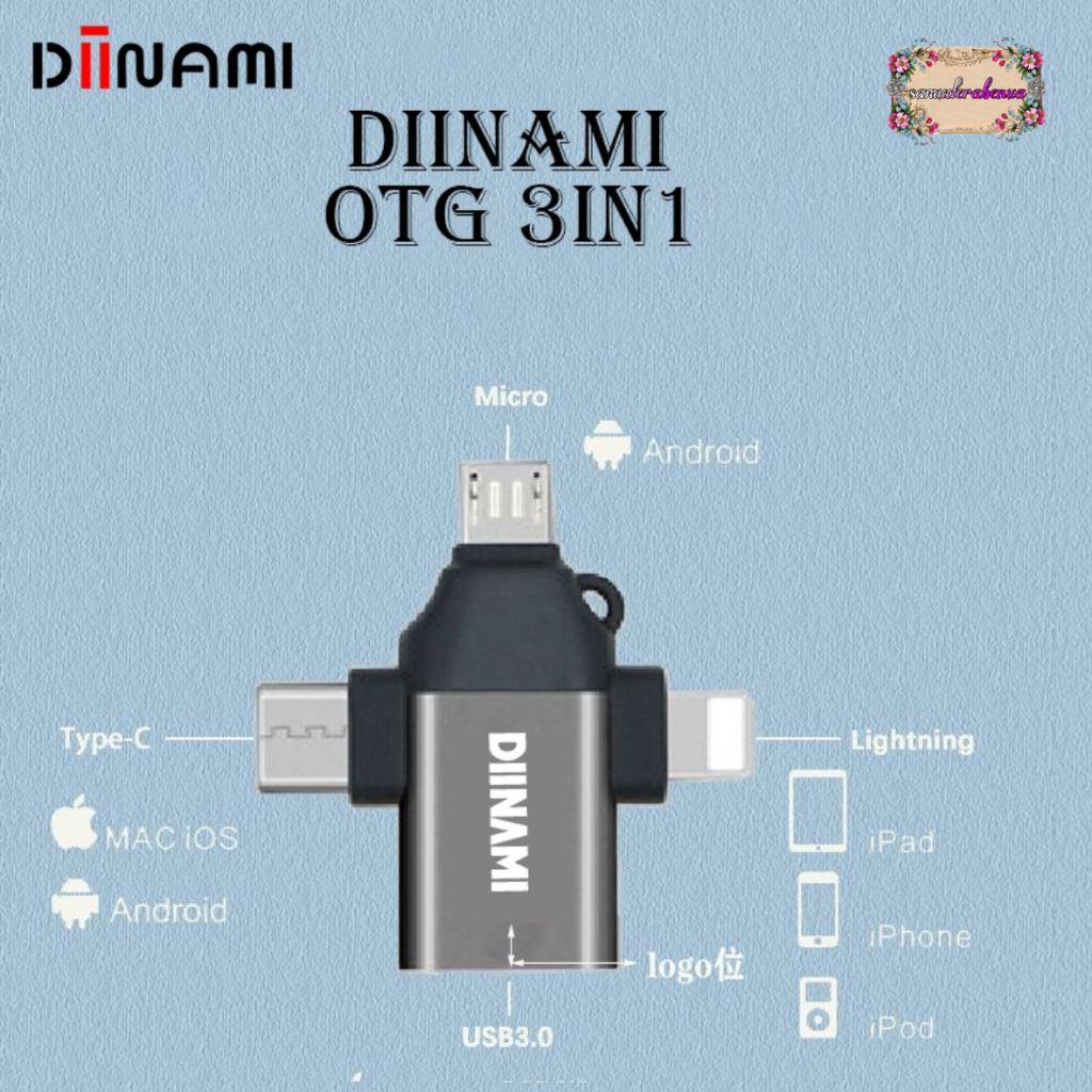 DIINAMI OTG 3in1 Type-C Lightning (iPhone usb ) Micro USB Type C Android Apple iPhone iPad Multi Devices SB5552