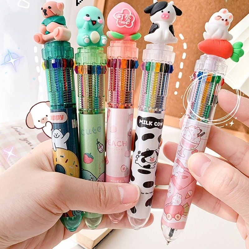 Pulpen 10 Warna Bulpen 10 Warna Bermotif lucu Pulpen Pulpen Anak Anak