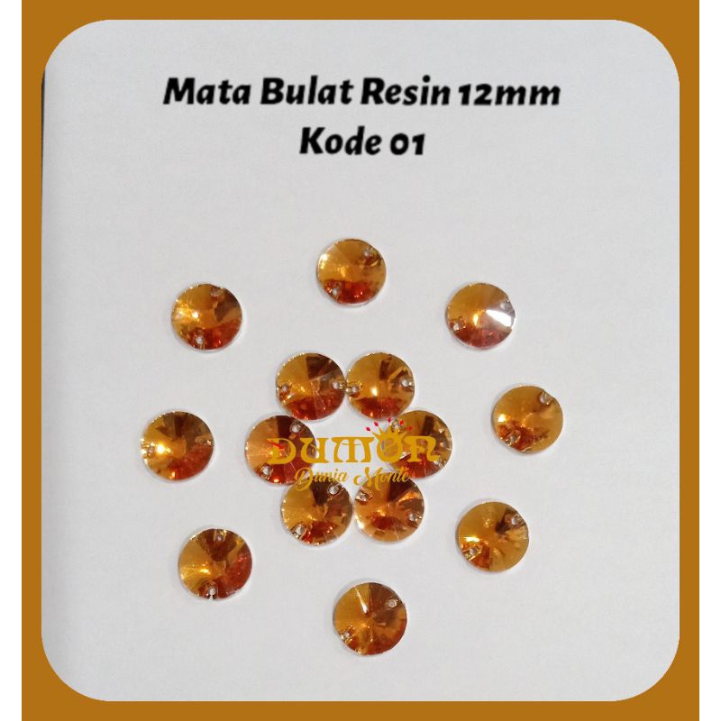 Monte Manik Payet Mata Bulat Resin 12mm