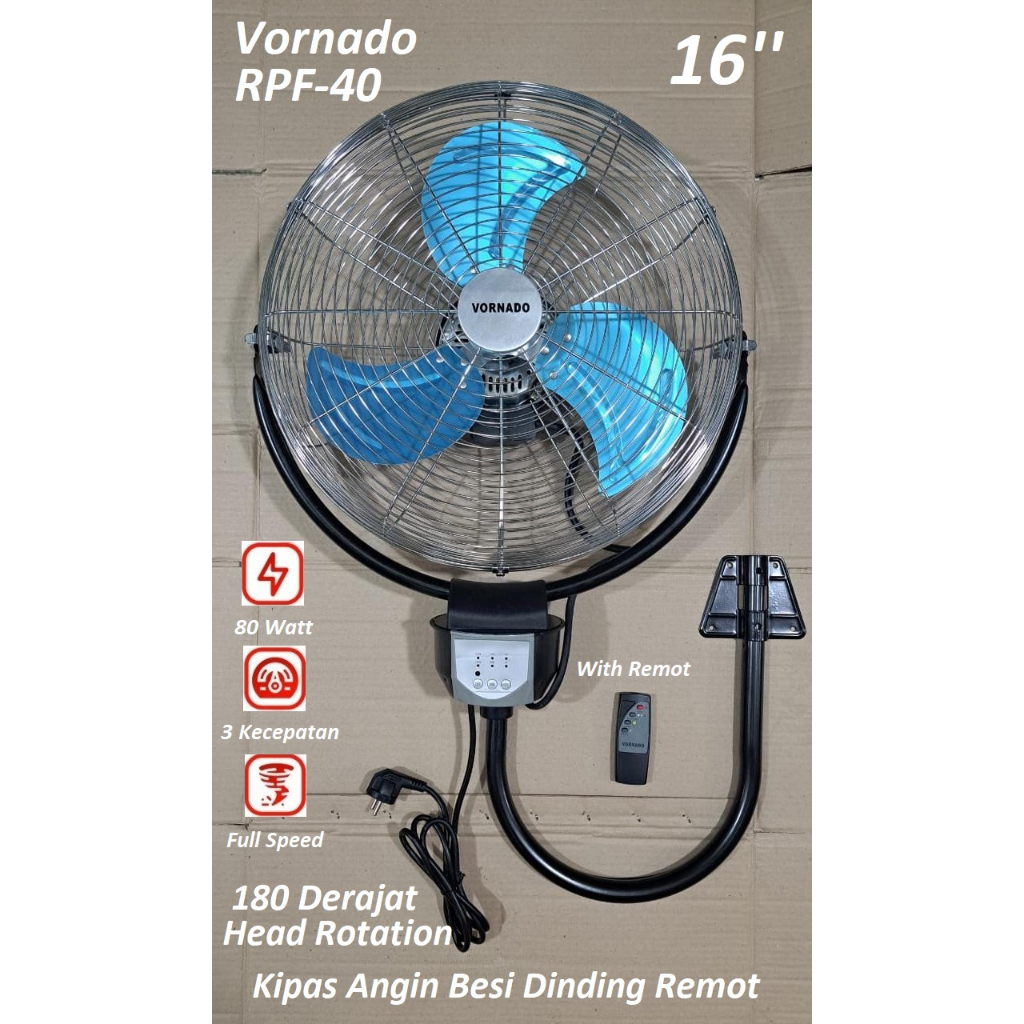 Kipas Angin Dinding Remot Vornado RPF-40 Kipas Angin Besi 16 Inch Bergaransi