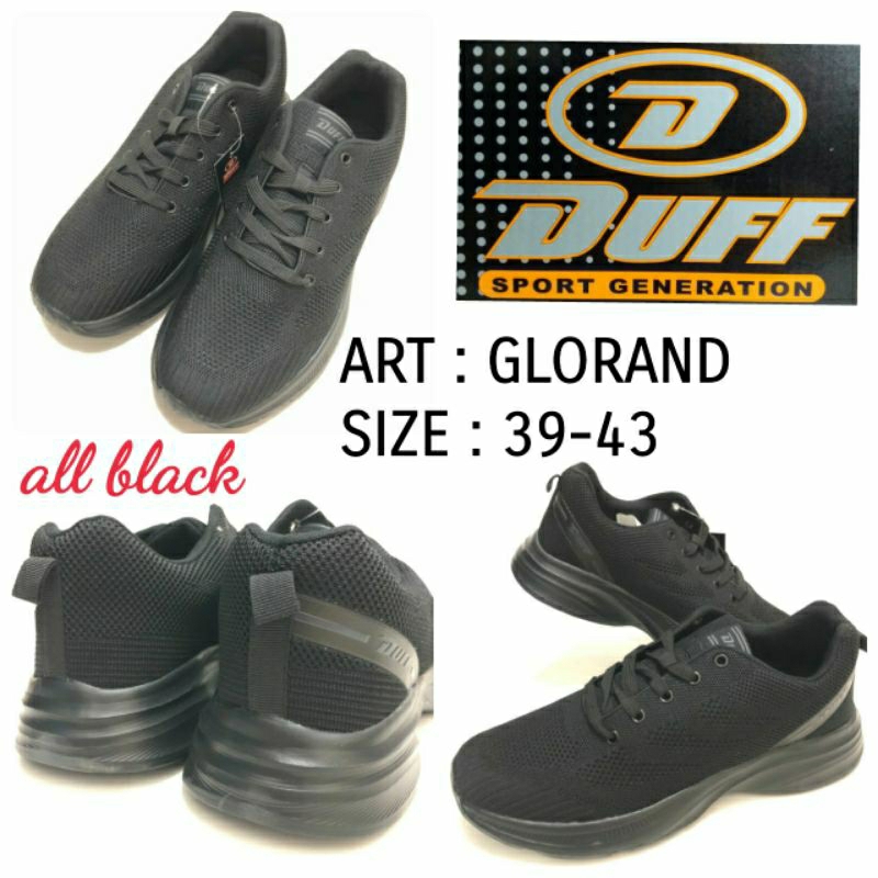 SEPATU SEKOLAH SNEAKERS ORIGINAL BY DUFF GLORAND SIZE 39-43 ALL BLACK