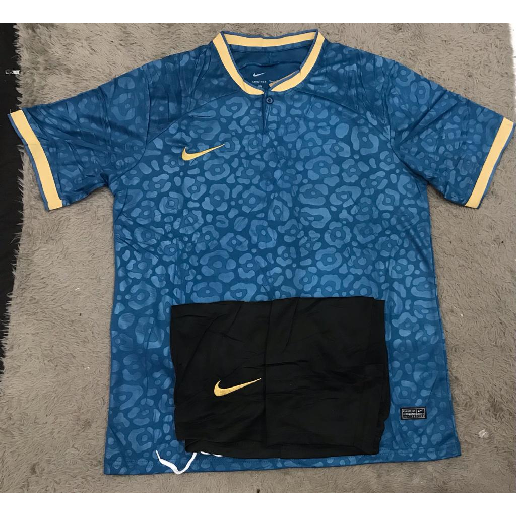 FULL SET BAJU FUTSAL SEPAK BOLA BIRU KUNING IMPORT GO