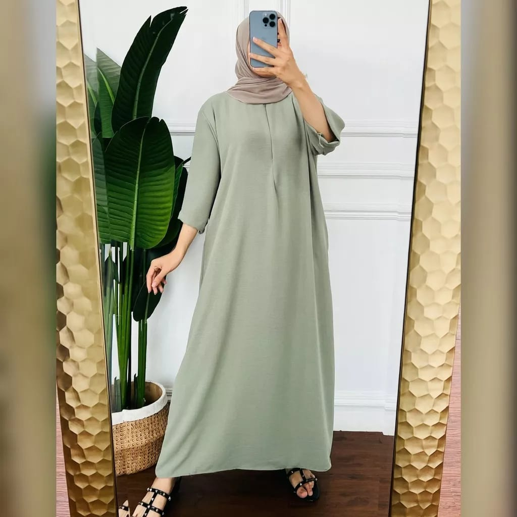 DASTER GAMIS LONG CRINCLE WANITA DASTER JUMBO LD 120 Tangan 3/4 BUSUI