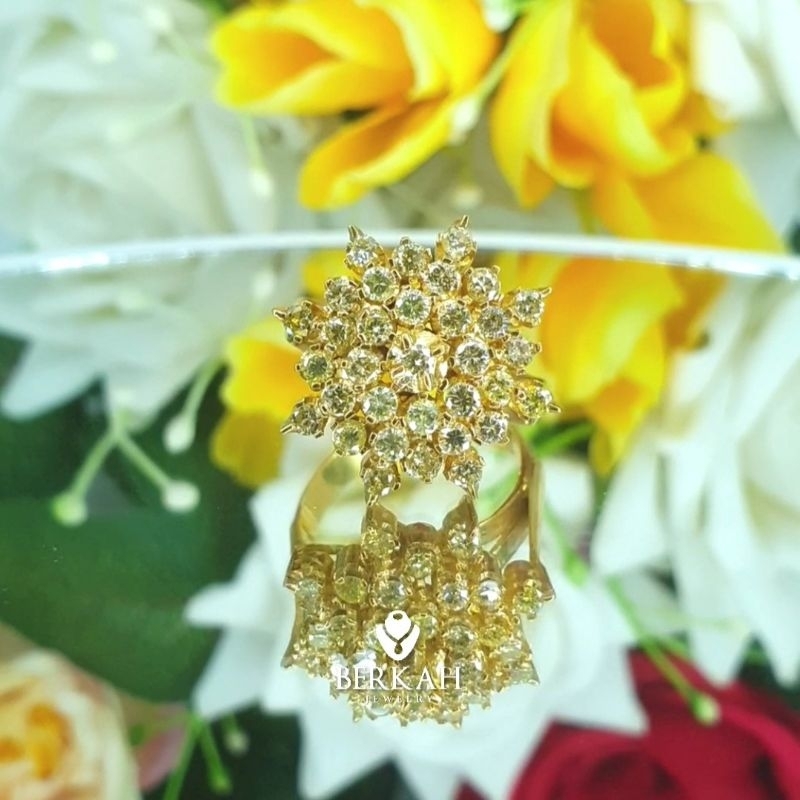 Cincin emas berlian 1,38 carat asli natural diamond
