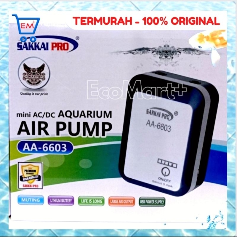 SAKKAI PRO AA-6603 AC/DC, Aerator Portable  Pompa Oksigen 2 Lubang