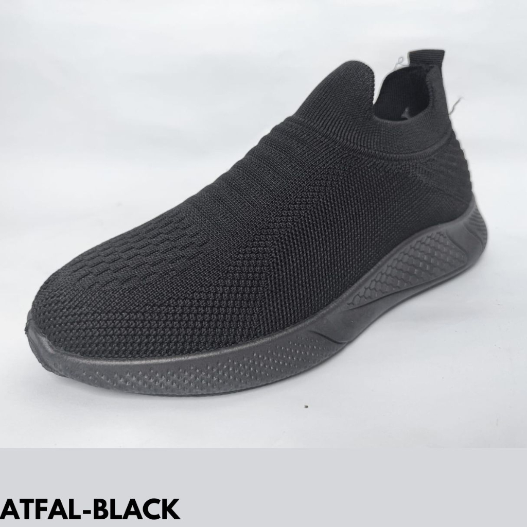 FINDME 25-40 ATFAL SEPATU SNEAKERS ANAK RINGAN PRAKTIS LENTUR MODEREN FULL BLACK BAHAN FLYKNIT IMPORT