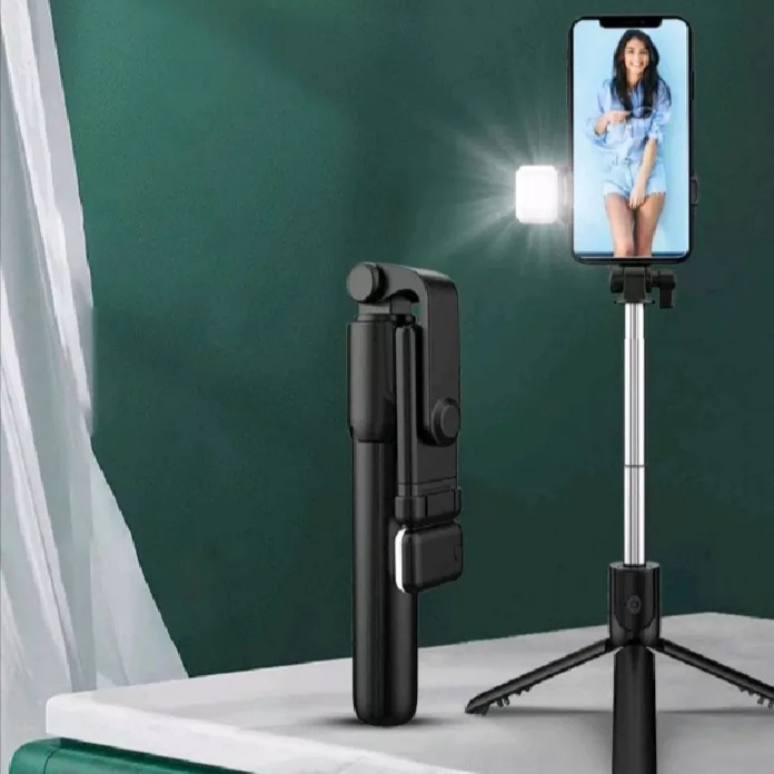 Tripod Selfie Stick R1S Led R1 Tongsis Tripod 3IN1 Bluetooth Remote control