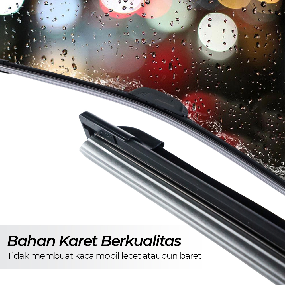 Wiper Kaca Mobil Frameless Blade U Shape Hook 16 Inch - Black(CoverOren)