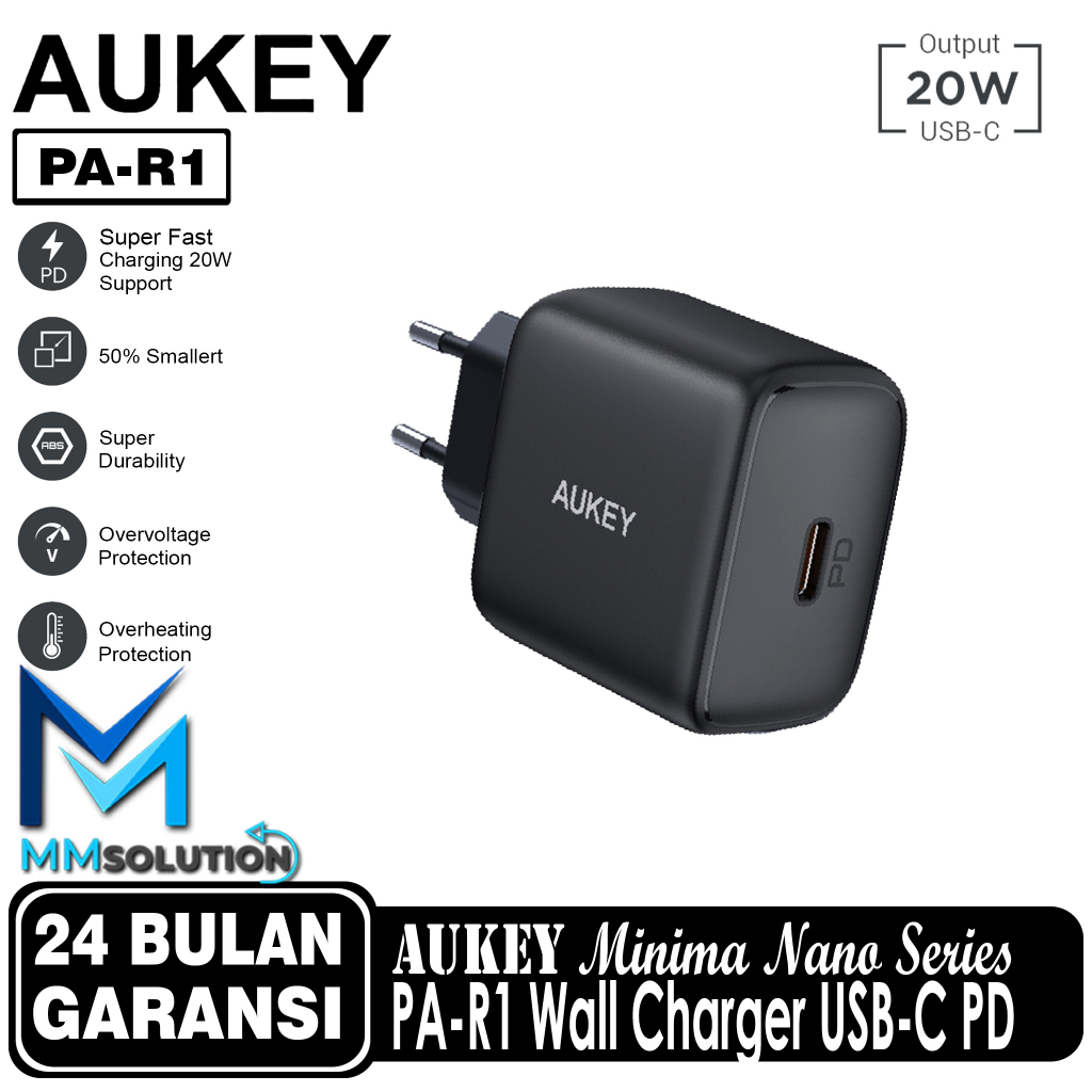 AUKEY PA-R1 Kepala Charger 20W Minima Nano USB Type C PD FAST CHARGING