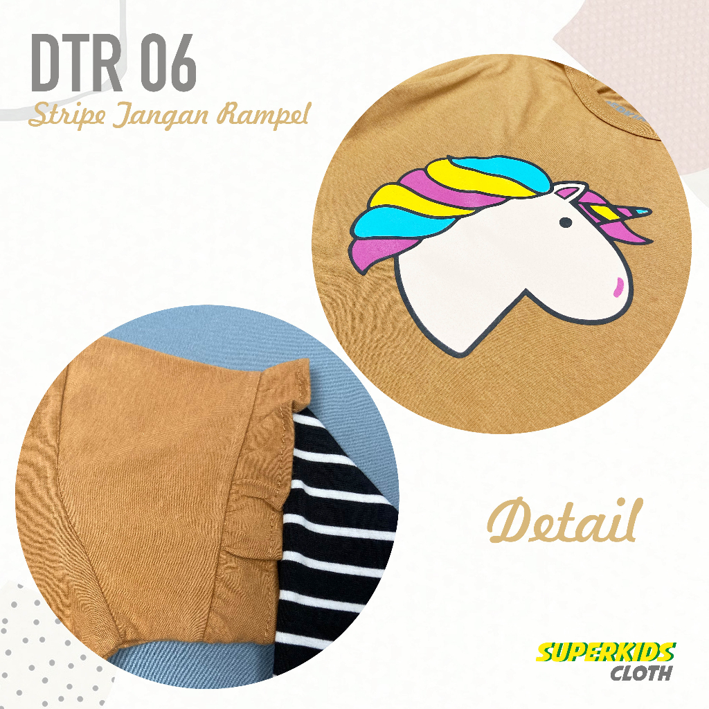 BAJU ANAK PEREMPUAN / KAOS ANAK PEREMPUAN / KAOS ANAK CEWEK STRIPE LENGAN PANJANG MOTIF UNICORN ECER GROSIR BRAND SUPERKSIDCLOTH 1 - 11 TAHUN