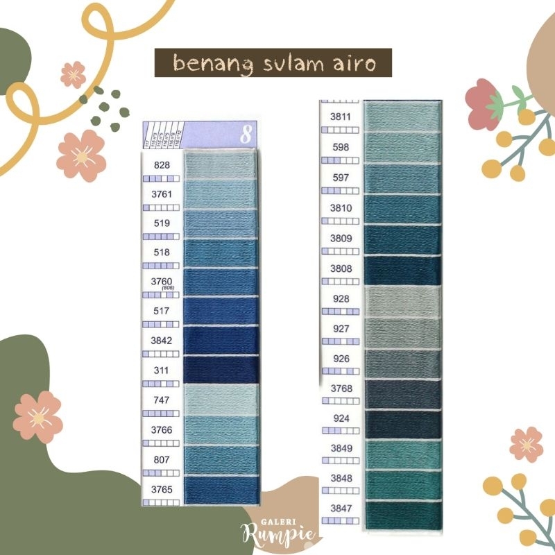 [AIRO] Benang Sulam Embroidery Airo - Biru (Airo Katalog 8)