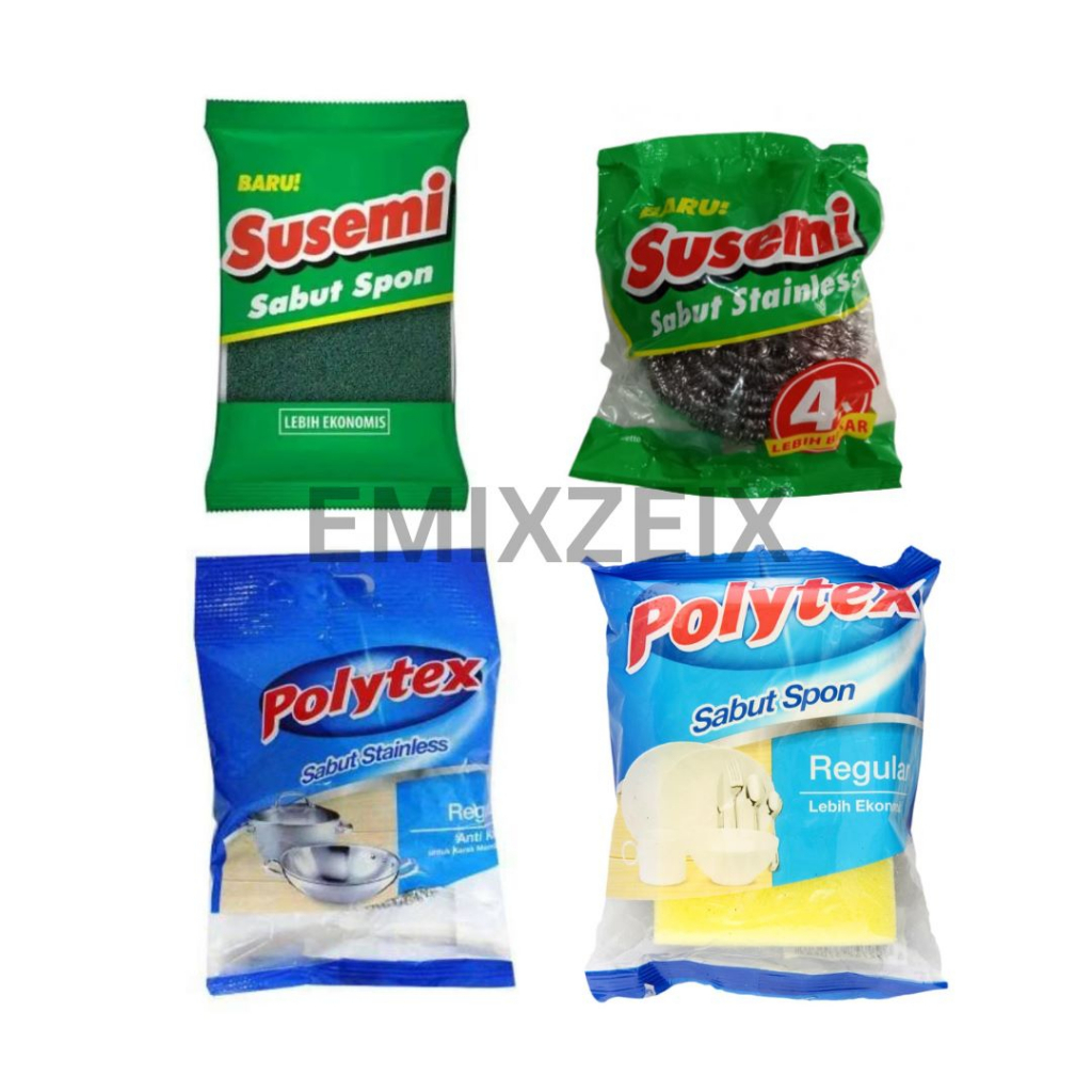 Polytex Susemi Sabut Sponge dan kawat Regular serbaguna  | Cuci Piring Spon Cuci Dapur PER 1 PCS