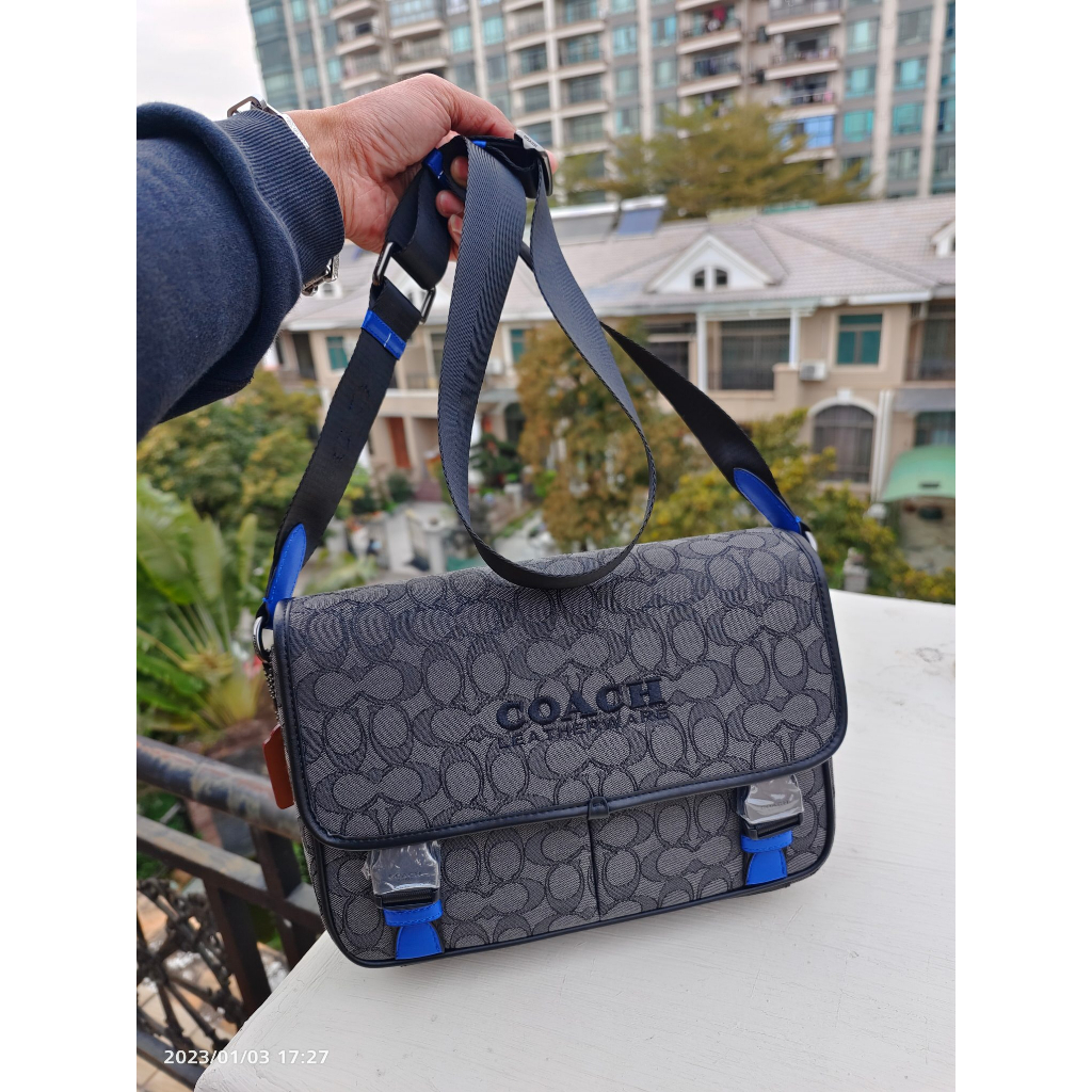 29cm  Coach 9158 New Men's Bag LEAGUE Messenger Bag One Shoulder Bag Crossbody Bag Messenger Bag  ycb