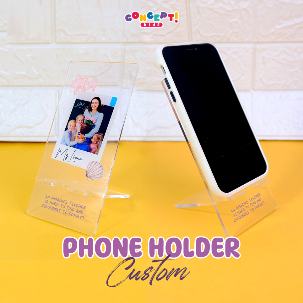 PHONE &amp; TAB HOLDER ACRYLIC CUSTOM AKRILIK DUDUKAN HANDPHONE TABLET SOUVENIR HADIAH GURU HADIAH WISUDA